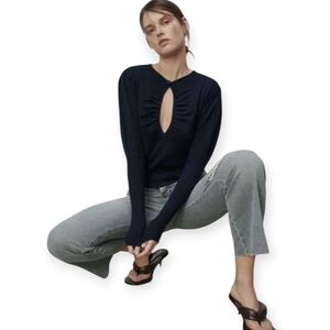 NWOT Zara Cutout  Navy Blue Sweater